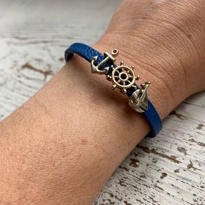 Blue magnetic closure Nautical themed bracelet